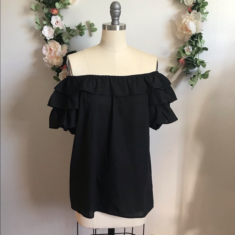 Off the shoulder black blouse